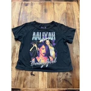 Aaliyah Baby Girl Women's Black Music Crew Neck Short Sleeves T-Shirt Size L